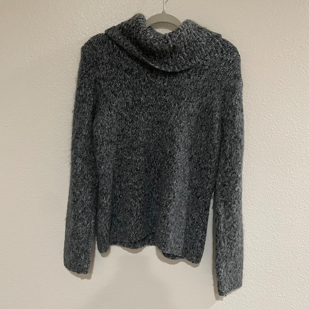 VTG Susan Bristol Women's‎ L Chunky Knit Turtleneck Sweater Gray Wool Blend Fall